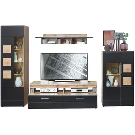 Innostyle Wohnwand Sonate Lack Schwarz