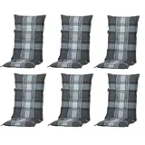 Madison Hochlehnerauflage 6 er Set A 055 Gartenstuhl Auflagen Kissen Polster für Hochlehner, (Spar-Set, 6 St., 6 Auflagen), für Hochlehner-Stühle UV-beständig inkl. Bindebänder und Halteband grau