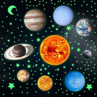 Yosemy Wandsticker Leuchtaufkleber 9 Planeten Leuchtsterne Leuchtsticker Wandtattoo mini Sonnensystem Sterne Mond Fluoreszierend Wandaufkleber für Kinderzimmer Dekorative Aufkleber