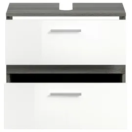 VCM Waschbeckenunterschrank 2 Schubladen 40 x 55 cm Grau/Weiß hochglanz