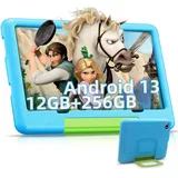 Kinder Tablet 10 Zoll Tablet Android 13, 12GB RAM + 256GB ROM, Tablet für Kinder Kindersicherung, Dual-Kamera HD IPS, Kid Tablet 5G WiFi/ BT 5.0/ Lernsoftware/ Netflix, Tablet Kinder mit Hüllen,Blau