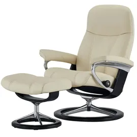 Stressless Relaxsessel mit Hocker Leder 76 x 100 x 71 cm creme