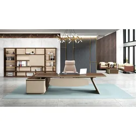 aea Eckschreibtisch Sessel Büro Einrichtung Chef Zimmer Möbel 2tlg Set Tische Tisch - Schwarz