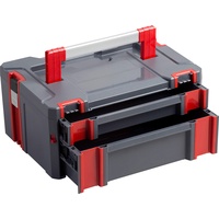 Connex Systembox - Mit zwei Schubladen - 13,5 Liter Volumen - 80 kg Tragfähigkeit - Individuell erweiterbares System - Stapelbar - Aus robustem Kunststoff / Stapelbox / Werkzeugkiste / COX566208