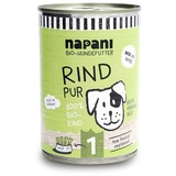 napani Bio-Dosenfutter für Hunde, Rind pur 400 g Dose