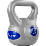 MOVIT Kettlebell STYLISH Grey, Kugelhantel mit bodenschonender Kunststoffhülle, 2 kg bis 20 kg, schadstoffgeprüft, 12 kg dunkelblau