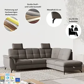 sit&more Ecksofa SIT & MORE "Zora", grau (hellgrau), B:262cm H:92cm T:164cm, 95% Polyester 5% Polyamid, Sofas, Ecksofa, wahlweise mit Bettfunktion und Bettkasten