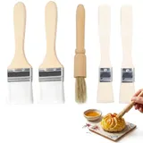 lrgnixs Backpinsel, 5-teiliges Holz-Kochpinsel-Set zum Backen, Grillen, lebensmittelechter Backpinsel zum Auftragen von Ölen, Glasuren, Milch und Eigelb, Ölpinsel zum Kochen, Gebäck, BBQ