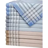 Taschentuch Herren-Taschentücher 12er-Pack, Karo blau|braun|grau