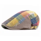 Adantico Herren Damen Check Pattern Schirmmützen Flat Cap (Gelb) - 55