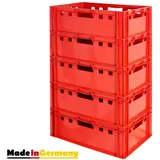 TSGPS Kingpower - 5 Stück E2 Fleischkisten Rot Kisten Eurobox Lebensmittelecht Metzgerkiste Box Aufbewahrungsbox Kunststoff Wanne Plastik Stapelbar