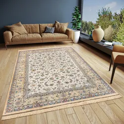 Teppich »Djamila«, rechteckig, 3 mm Höhe, Orient-Design, Vintage-Look, Fransen, pflegeleicht, strapazierfähig, 29876945-0 Creme 3 mm