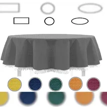 EXKLUSIV HEIMTEXTIL Gartentischdecke mit Fransen Classic 140 x 180 cm dunkelgrau