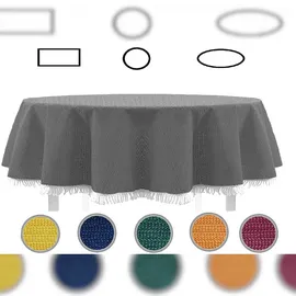 EXKLUSIV HEIMTEXTIL Gartentischdecke mit Fransen Classic 140 x 180 cm dunkelgrau
