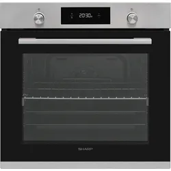 SHARP Einbaubackofen "K-71P28INM-EU", A (A+++-D), inox (edelstahl), B:59,5cm H:59,5cm T:57,5cm, Backöfen, Pyrolytische Reinigung