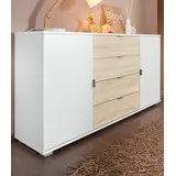 Priess Sideboard PRIESS, weiß (weiß, eichefarben sägerau), B:123cm H:71cm T:38cm, Sideboards, Sideboard, Breite 123 cm