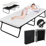 Klappbett Erwachsene 80x191 cm,Gästebett Klappbar mit 7cm Matratze aus Gedächtnisschaum,Metallrahmen Klappbetten mit Rollen &