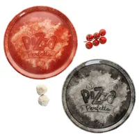 2tlg Set Perfetto Pizzateller Ø31,5 cm Porzellan Rot Schwarz Servier-Platte groß