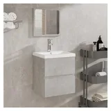 vidaXL Badschrank mit Spiegel 2-tlg. Betongrau
