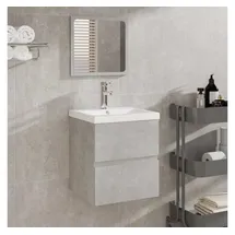 vidaXL Badschrank mit Spiegel 2-tlg. Betongrau