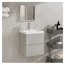 vidaXL Badschrank mit Spiegel 2-tlg. Betongrau