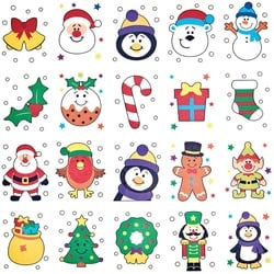 Temporäre Tattoos "Weihnachten" (pro Set 80) Weihnachtsspielzeug