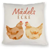 speecheese Hühner Kissen mit Spruch Mädelsecke Gemütlicher Garten Party Spaß für Freundin Perfekt für Mädelsabend Feiern