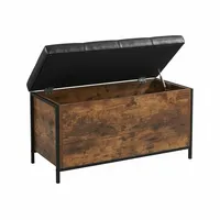 Relaxdays Polsterbank Kunstleder Dunkelbraun/Schwarz 50 x 80 x 40 cm
