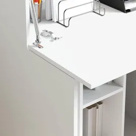 vidaXL Schreibtisch mit Tür Weiß 71.5 x 31.5 x 106.5 cm Holzwerkstoff