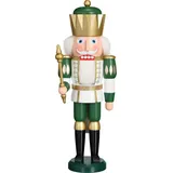 Seiffener Volkskunst Nussknacker König weiß-grün (40cm) von - Weiß/Grün
