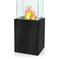 NAIZY Bioethanol Kamin Indoor Outdoor Feuersäule mit Edelstahl Sockel & Gehärtetes Glas & Explosionsgeschützter Stein Stand-Etanol-Kamin Tischkamin Tischfeuer, für Deko (Typ I)