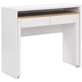 vente-unique Konsolenschreibtisch ausziehbar mit 2 Schubladen - Weiß & Holzfarben - LOAVIA