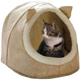 Jungengel Katzenzelt Katzenhöhle Katzenbett Katzenliege Hundehöhle Hundebett Tierbett beige|braun