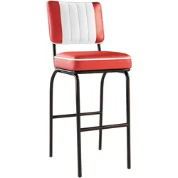 2er-Set Diner Barhocker | Leder | Rot | American Barhocker, American Diner Barhocker