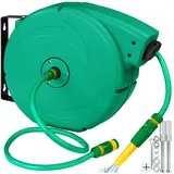 tectake® Schlauchtrommel, mit 1⁄2 Zoll Schnellkupplung, Arbeitsdruck 8 bar, Drehbereich 180°, inklusive Wasserspritze und Montagematerial