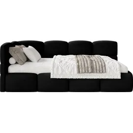 Selsey Cloudy – Einzelbett 120x200, Kopfteil links, Matratze & Bettkasten, Samt Schwarz
