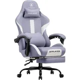 GTPLAYER Gaming Stuhl Stoff Weiß/Schwarz