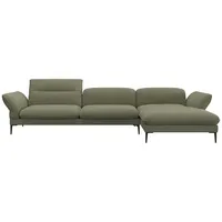 FLEXLUX Ecksofa Salino, Funktionssofa mit Recamiere, Relaxsofa, Ecksofa, Sofa mit Arm- und Kopfteil-Verstellungen, Kaltschaum & Stahl-Wellen grün