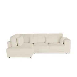 switch Ecksofa  in modernem Breitcord Torrino , creme , Maße (cm): B: 300 H: 95 T: 188