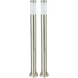 2x Stehleuchte, Edelstahl, silber, IP44, Höhe 110 cm