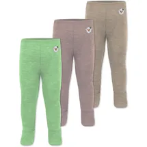 normani Outdoor Sports Normani, Outdoor Sports 3er Pack Baby Merino Unterhose mit Füßen in Beige/Rosa/Grün | Gr.: 74