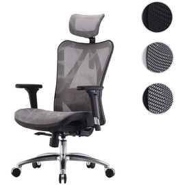 SIHOO Bürostuhl Schreibtischstuhl, ergonomisch, verstellbare Armlehne, 150kg belastbar Bezug grau, Gestell schwarz