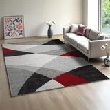 Mia ́s Teppiche Modena - Moderner Kurzflor Teppich, Wohnzimmer & Schlafzimmer, weich & pflegeleicht, geometrische Wellenmuster, Grau, 160 x 220 cm