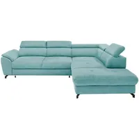Stylife Ecksofa, Türkis, Metall, 5-Sitzer, Ottomane rechts, L-Form, 277x237 cm, Fußauswahl, Stoffauswahl, seitenverkehrt erhältlich, Hocker Rücken echt, Wohnzimmer, Sofas & Couches, Wohnlandschaften, Ecksofas