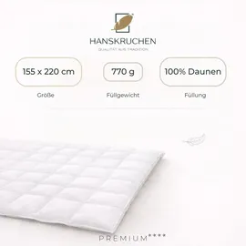 HANSKRUCHEN GmbH Hanskruchen® Daunendecke 155x220 cm Medium 100% Daunen waschbar Allergiker Ganzjahresdecke atmungsaktiv Kassettendecke weiß - Weiß