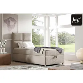Best For Home Boxspringbett Beige, Höhe ca. 18 cm, Rechteckig, 100x200 cm, Schlafzimmer, Betten, Boxspringbetten