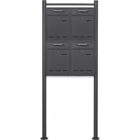 Wiltec Briefkasten V53 Anthrazit Postkasten mit Briefkastenständer und Sichtschlitzen,