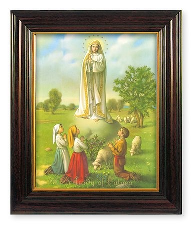 Our Lady of Fatima gerahmtes Bild und Lourdes Gebet Karte