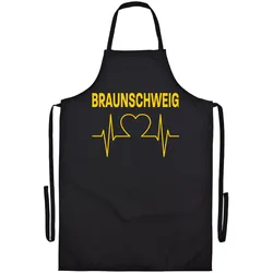 multifanshop Grillschürze - Braunschweig - Herzschlag - Druck gelb - Schürze