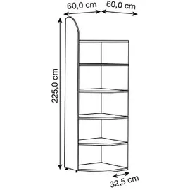 Kerkmann Dante Eckregal Aktenregal 60 x 32,5 x 225 cm Grau